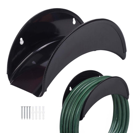 Black Iron Hose Holders, Set of 2 – Rustproof, Wall-Mount