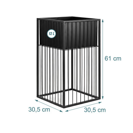 Black Iron Plant Stand, 61 cm – Modern Lattice Design