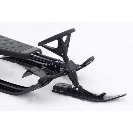 Black Kids Sled, Durable HDPE Plastic, Auto Retractable Rope