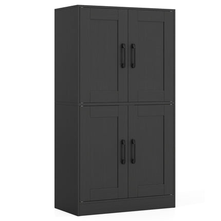 Black Kitchen Cabinet with 4 Doors & Adjustable Shelves