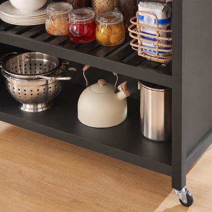 Black Kitchen Trolley with 2 Drawers and Seating
