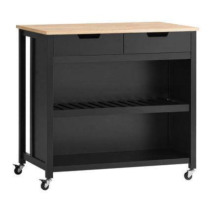 Black Kitchen Trolley with 2 Drawers and Seating