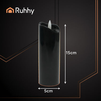 Black LED Candles, 12 Pack, 15cm, Flickering Flame Effect