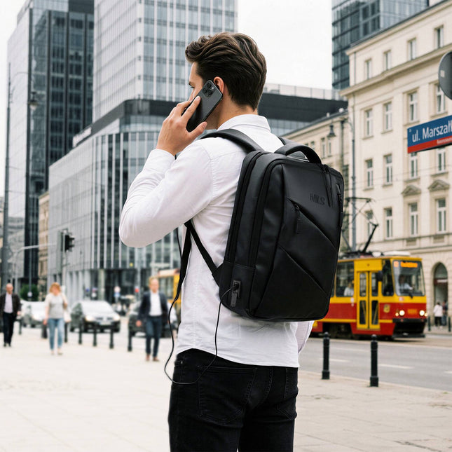 Black Laptop Backpack, USB-C Port, 15L Capacity