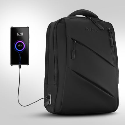 Black Laptop Backpack, USB-C Port, 15L Capacity