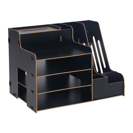 Black MDF Document Organiser with File Holder