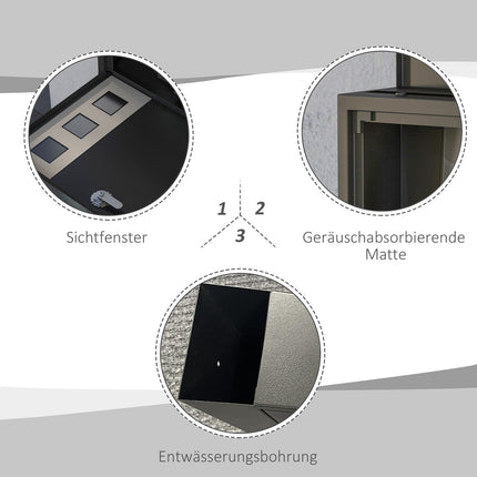 Black metal mailbox with window & key lock, 36.5x11.5x29cm