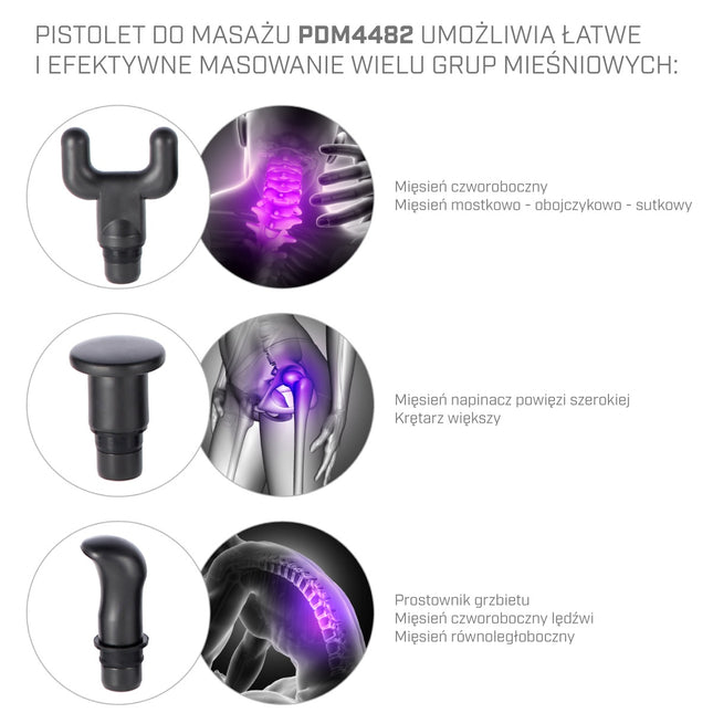 Zwarte massagepistool - Deep Tissue, draagbaar, stil