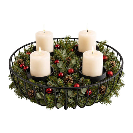 Black Metal Advent Wreath Bowl – 10x33 cm Steel