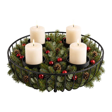 Black Metal Advent Wreath Bowl – 10x33 cm Steel