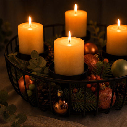 Black Metal Advent Wreath Bowl – 10x33 cm Steel