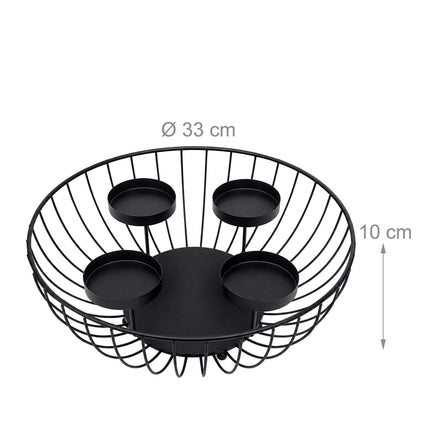 Black Metal Advent Wreath Bowl – 10x33 cm Steel