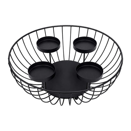Black Metal Advent Wreath Bowl – 10x33 cm Steel