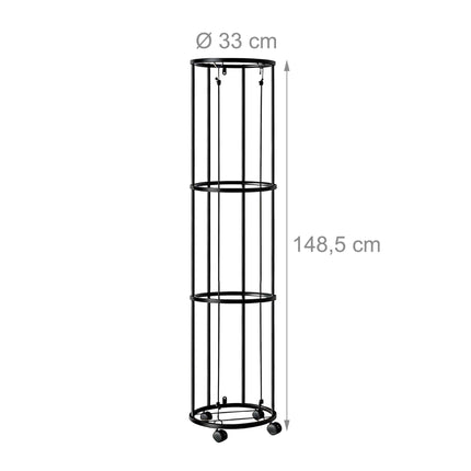 Black Metal Ball Rack with Wheels, 148.5 x 33 cm