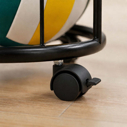 Black Metal Ball Rack with Wheels, 148.5 x 33 cm
