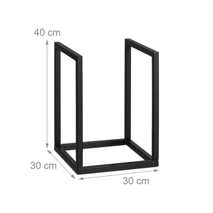 Black Metal Firewood Rack – Small Log Storage Holder