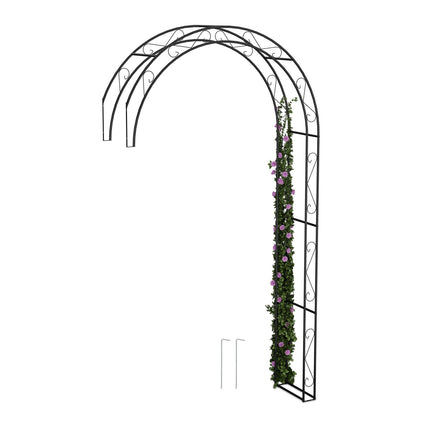 Black Metal Garden Arch – Half Arbour Trellis
