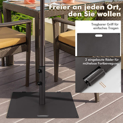 Black Metal Patio Umbrella Stand with Wheels, 22.5 kg