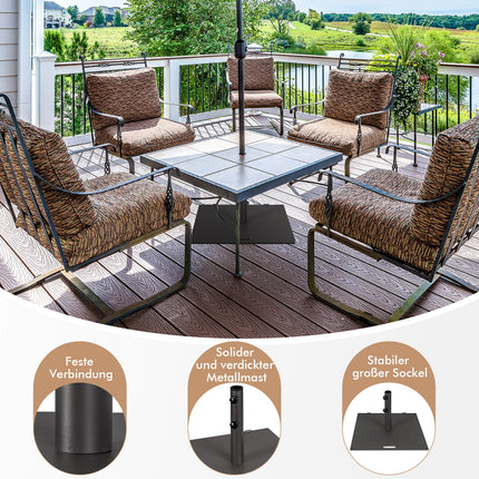 Black Metal Patio Umbrella Stand with Wheels, 22.5 kg