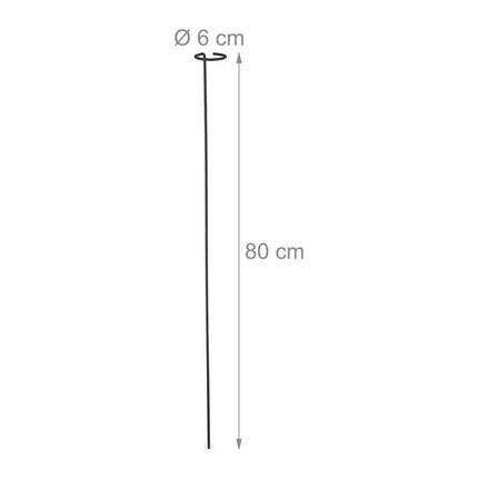 Black Metal Plant Supports, Set of 6, 80cm
