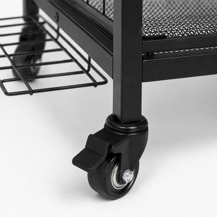 Black Metal Sports Equipment Trolley with Wheels