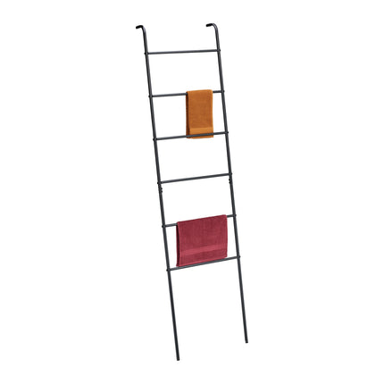 Black Metal Towel Ladder Rack, 6 Rungs