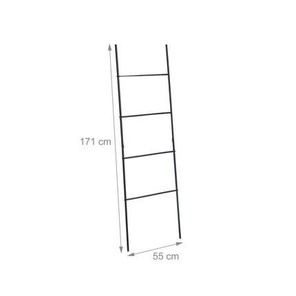 Black Metal Towel Ladder Rack with 4 Rungs