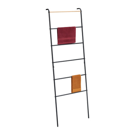 Black Metal Towel Ladder Rack with 6 Rungs