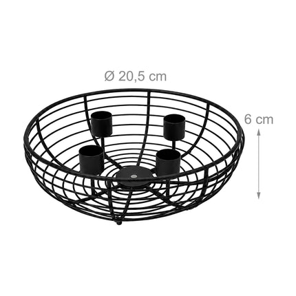 Black Metal Wire Advent Wreath Holder, 20.5 cm