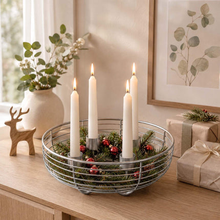 Black Metal Wire Advent Wreath Holder, 20.5 cm