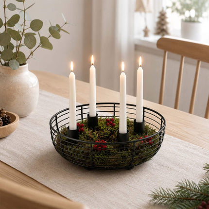 Black Metal Wire Advent Wreath Holder, 20.5 cm