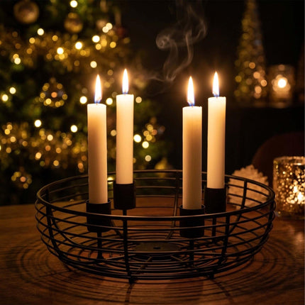 Black Metal Wire Advent Wreath Holder, 20.5 cm
