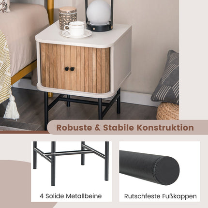 Black Nightstand Set with Sliding Doors, Storage Space