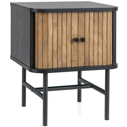 Black Nightstand with Sliding Doors, 40 x 39 x 49 cm