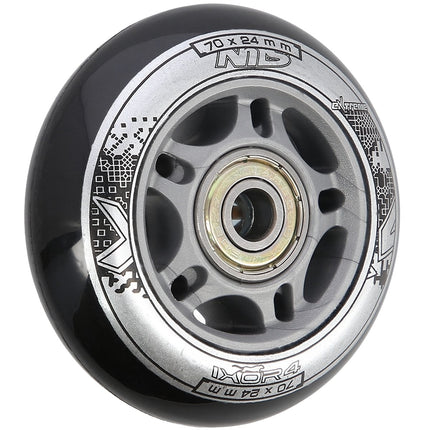 Black PU 70x24 82A Wheels & ABEC-9 Bearings Set