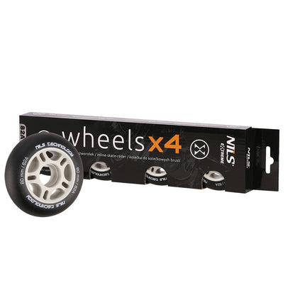 Black PU Skate Wheels 82A, 80x24mm, Set of 4