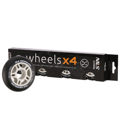 Black PU Skate Wheels 82A, 80x24mm, Set of 4