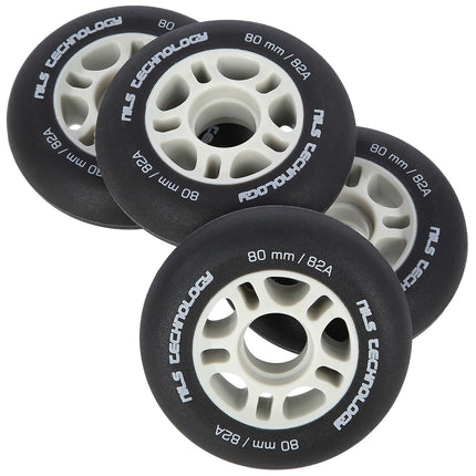 Black PU Skate Wheels 82A, 80x24mm, Set of 4