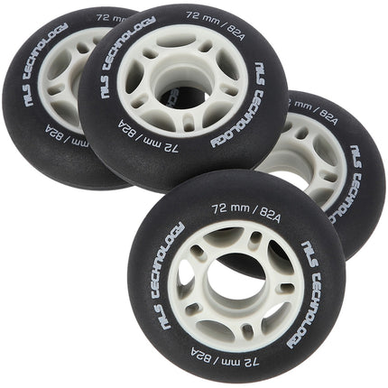 Black PU Wheels, 72x24mm, 82A, Set of 4