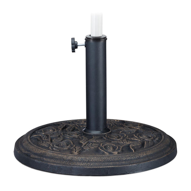 Black Parasol Stand with Rose Pattern