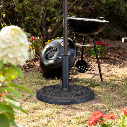 Black Parasol Stand with Rose Pattern