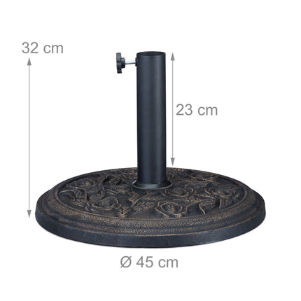 Black Parasol Stand with Rose Pattern