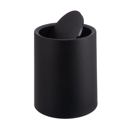 Black Plastic Bathroom Bin with Swing Lid, 6L Capacity
