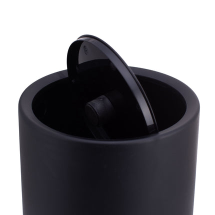 Black Plastic Bathroom Bin with Swing Lid, 6L Capacity