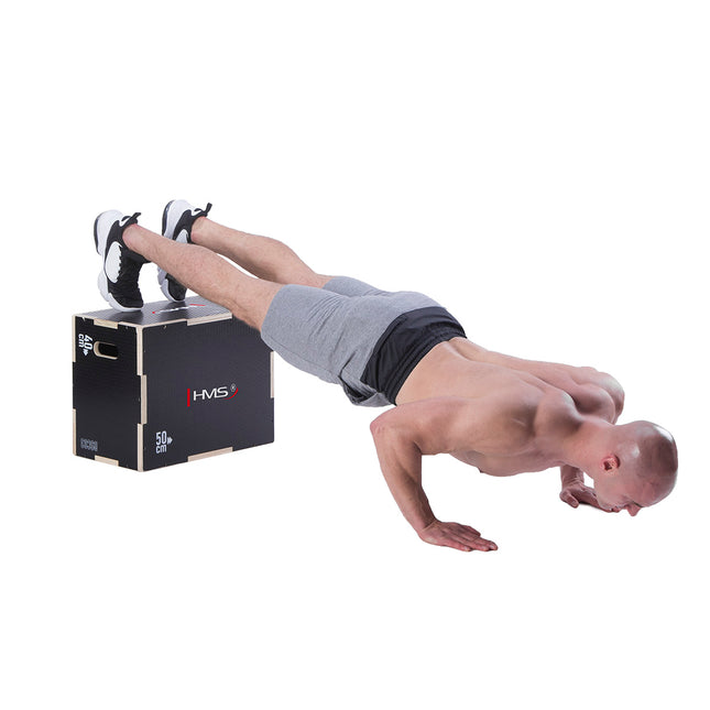 Black Plyometric Box, 50x40x30cm, Durable Fitness Equipment