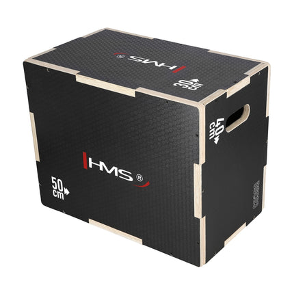 Black Plyometric Box, 50x40x30cm, Durable Fitness Equipment