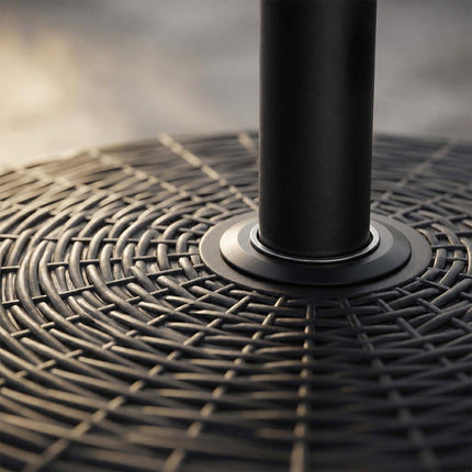 Black Rattan-Effect Parasol Base with Wheels
