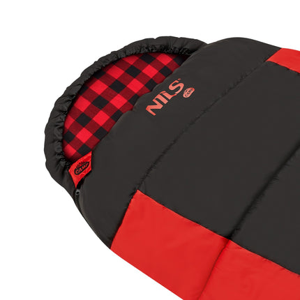 Black-Red Sleeping Bag, Compact, Lightweight