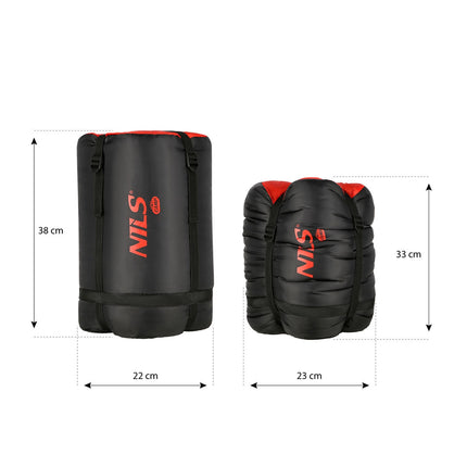 Black-Red Sleeping Bag, Compact, Lightweight