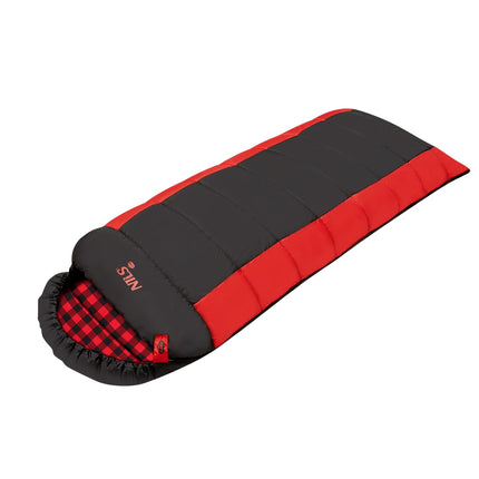 Black-Red Sleeping Bag, Compact, Lightweight